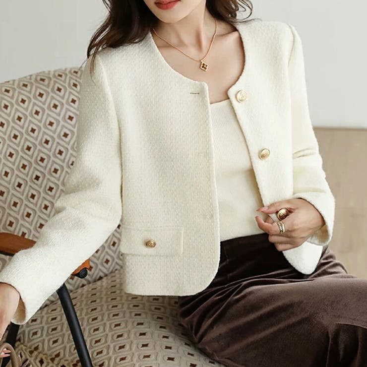 ノーカラージャケット 普段使い きれいめ | SLENDER | 詳細画像3 