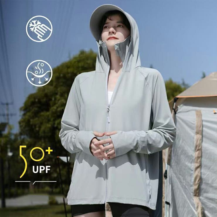 UPF50+冷感 ツバ付きUVカットパーカー 大きいサイズ | SLENDER | 詳細画像5 