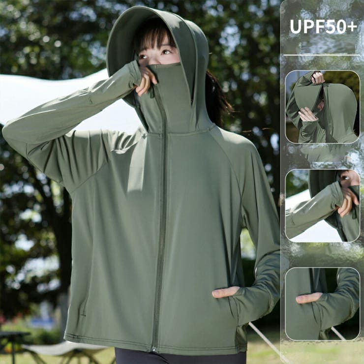 UPF50+冷感 ツバ付きUVカットパーカー 大きいサイズ | SLENDER | 詳細画像8 