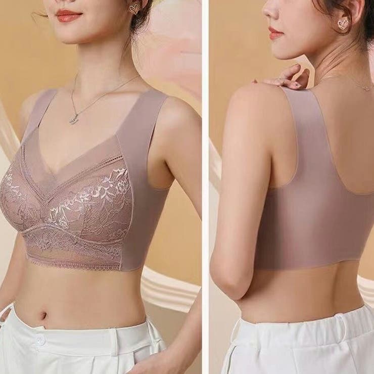 ノンワイヤーシームレスブラ レース ナイトブラ[品番