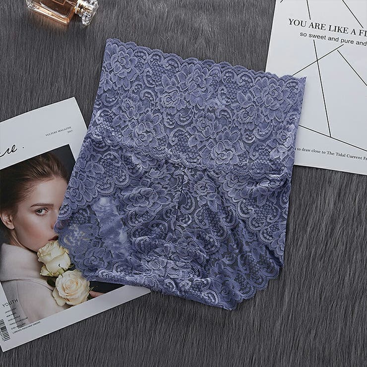 グレー | ハイウエストレースショーツ レッド 花柄 | SLENDER