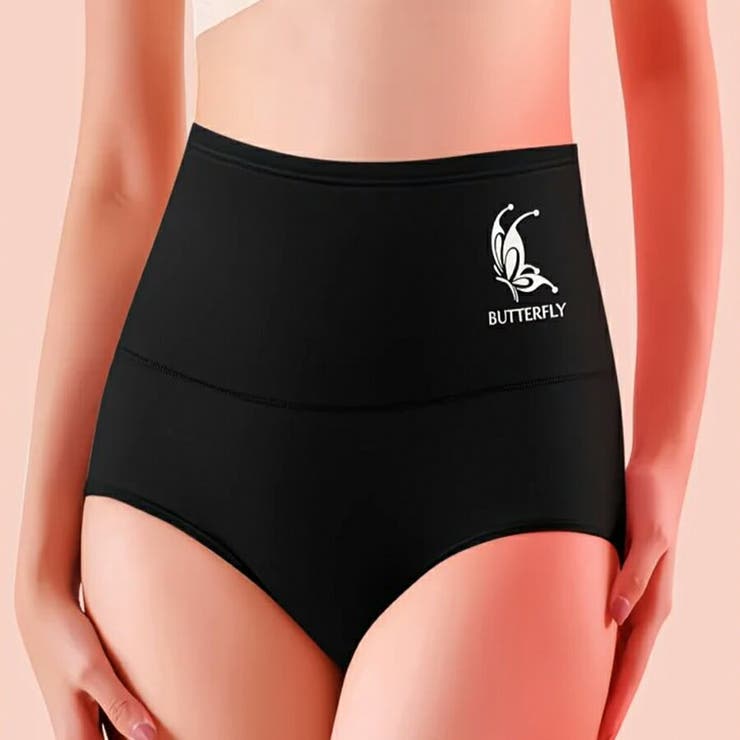 ブラック | ハイウエスト裏起毛 温活ショーツ 腹巻一体型 | SLENDER