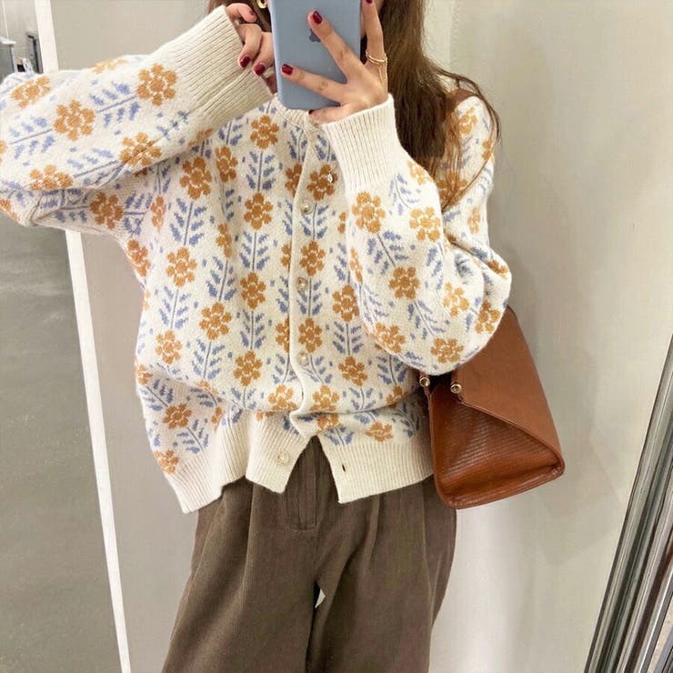 花柄ニットカーディガン 重ね着 個性的 品番 Xl Slender スレンダー のレディースファッション通販 Shoplist ショップリスト