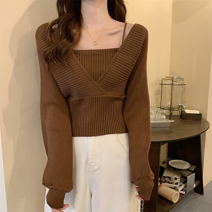 レイヤード風ドルマンニット シンプル 重ね着 品番 Xl Slender スレンダー のレディースファッション通販 Shoplist ショップリスト