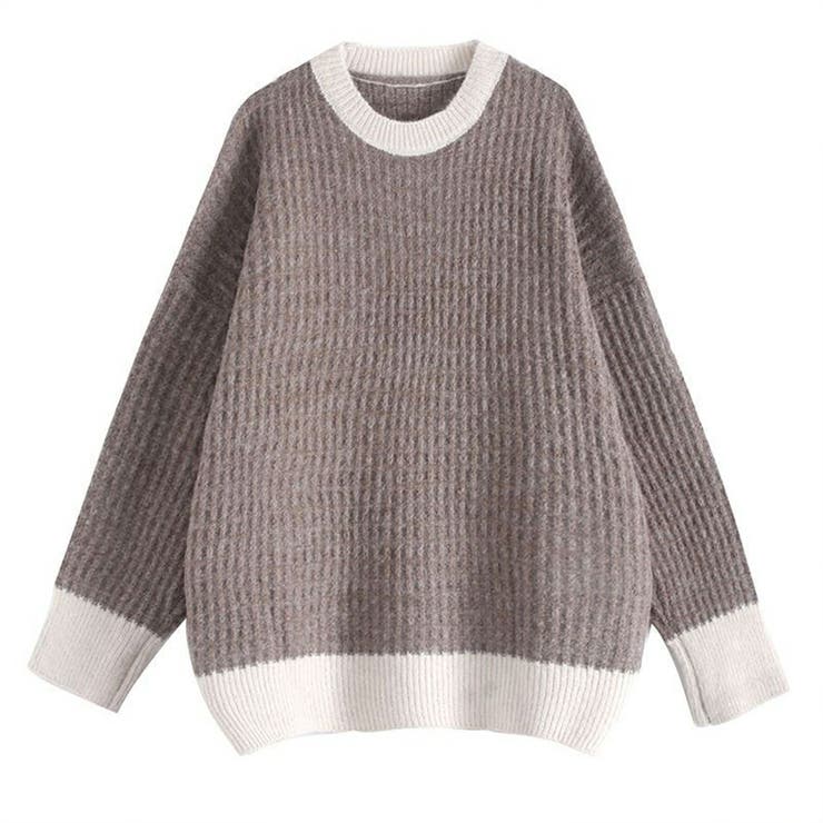 バイカラーニット オーバーサイズ カジュアル[品番：XL000002308