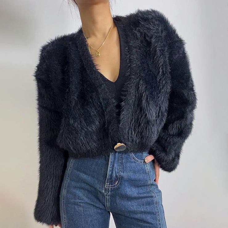 タグ付属★極美品★セオリー★ショートノーカラーファーブルゾン★シュガーピンク セール】※※【 5color 】シャギーファーノーカラーボリュームショート