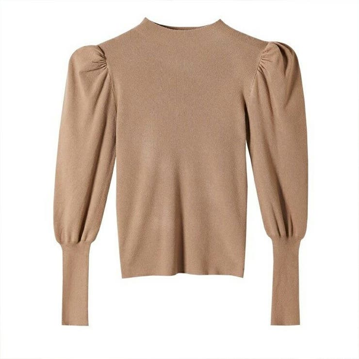 パワーショルダーニット モックネック パフスリーブ | SLENDER | 詳細画像7 