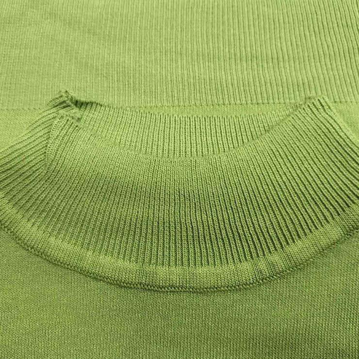 ハイネック半袖サマーニット シンプル 無地[品番：XL000002826