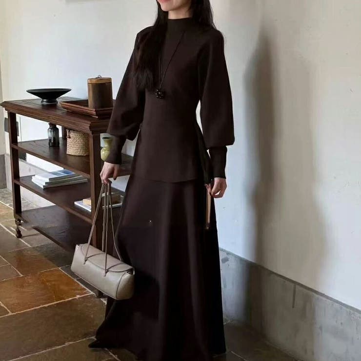 ペプラムハイネックニット 体型カバー 大人可愛い | SLENDER | 詳細画像4 