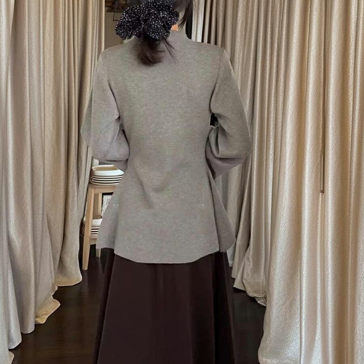 ペプラムハイネックニット 体型カバー 大人可愛い | SLENDER | 詳細画像6 