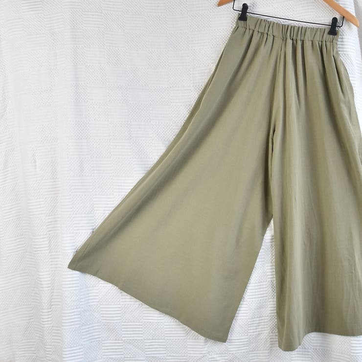 コットン100％フレアワイドパンツ リネンタッチ リネン風 | SLENDER | 詳細画像3 