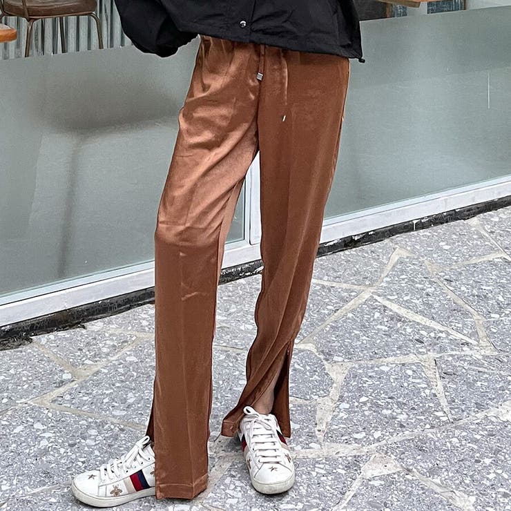 裾ジップサテンイージーパンツ カジュアル ゆるい シルエット 品番 Xl Slender スレンダー のレディースファッション通販 Shoplist ショップリスト