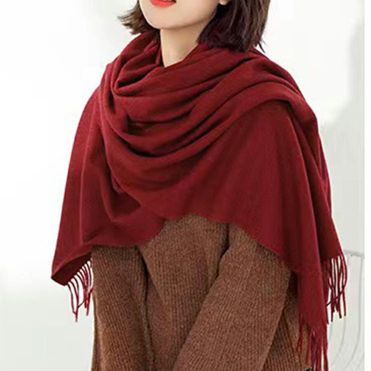 無地カシミヤタッチマフラー ストール 通勤[品番：XL000002253