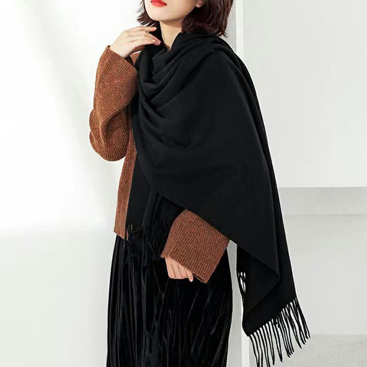 無地カシミヤタッチマフラー ストール 通勤[品番：XL000002253