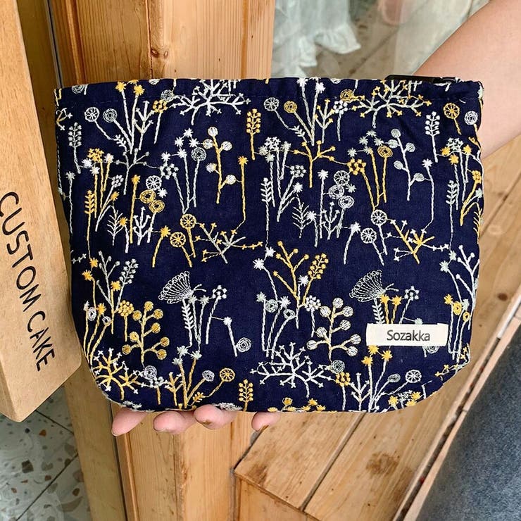 刺繍マルチポーチ 小花柄 小物収納[品番：XL000002550]｜SLENDER