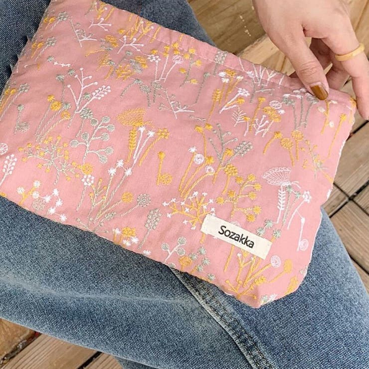 刺繍マルチポーチ 小花柄 小物収納[品番：XL000002550]｜SLENDER