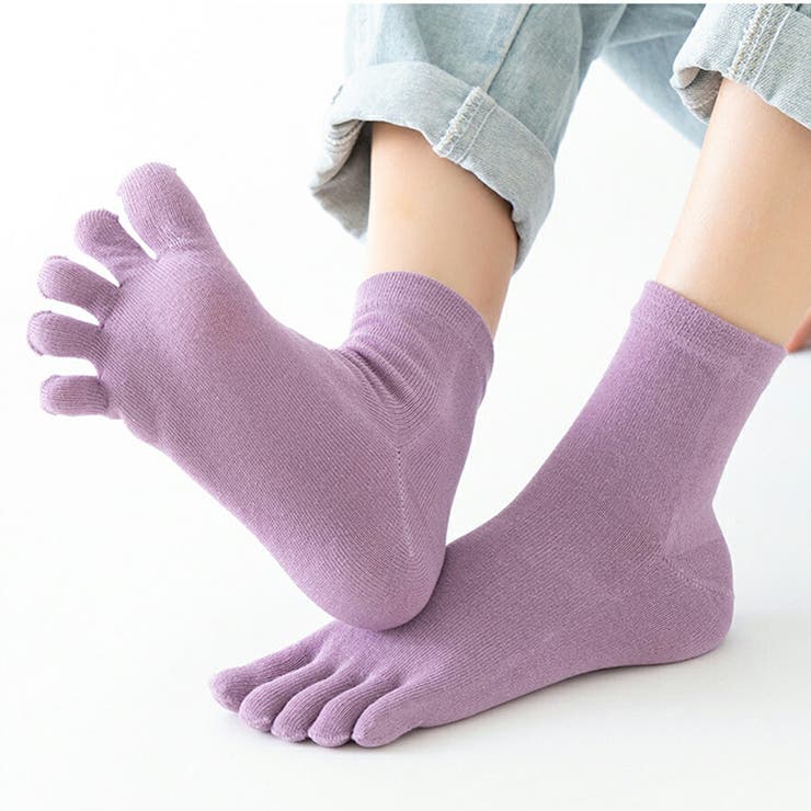 【5足セット】5本指ソックス 無地 丈長め | SLENDER | 詳細画像2 