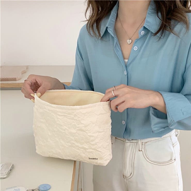 ホワイト | マルチポーチ くしゅくしゅ 立体感 | SLENDER