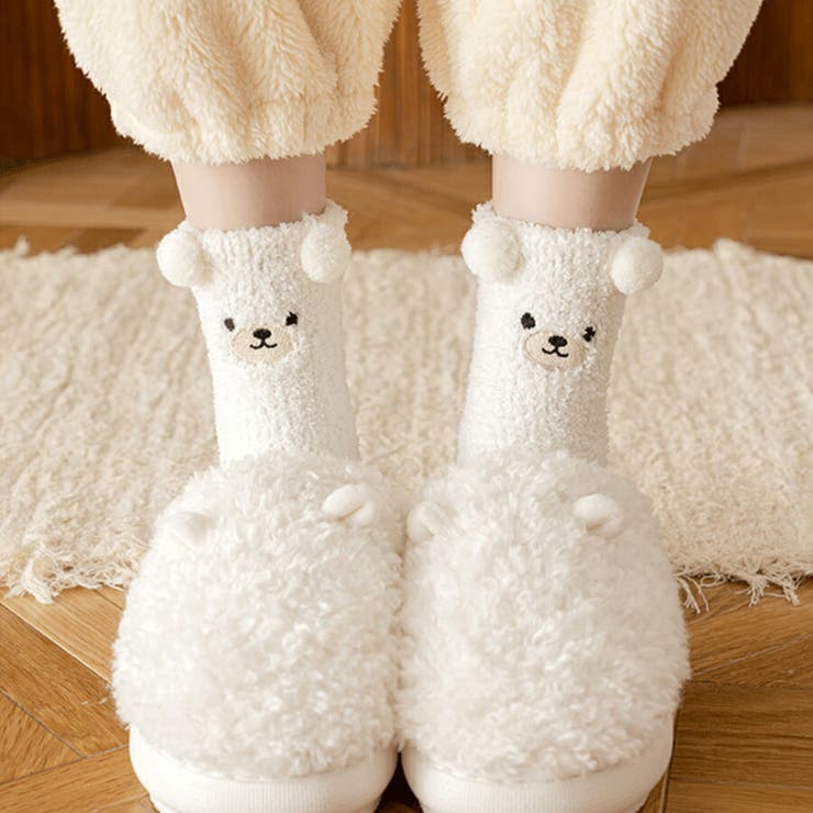 アニマルもこもこルームソックス くまデザイン 防寒 | SLENDER | 詳細画像6 