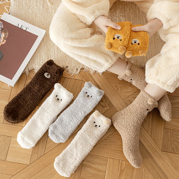 アニマルもこもこルームソックス くまデザイン 防寒 | SLENDER | 詳細画像8 