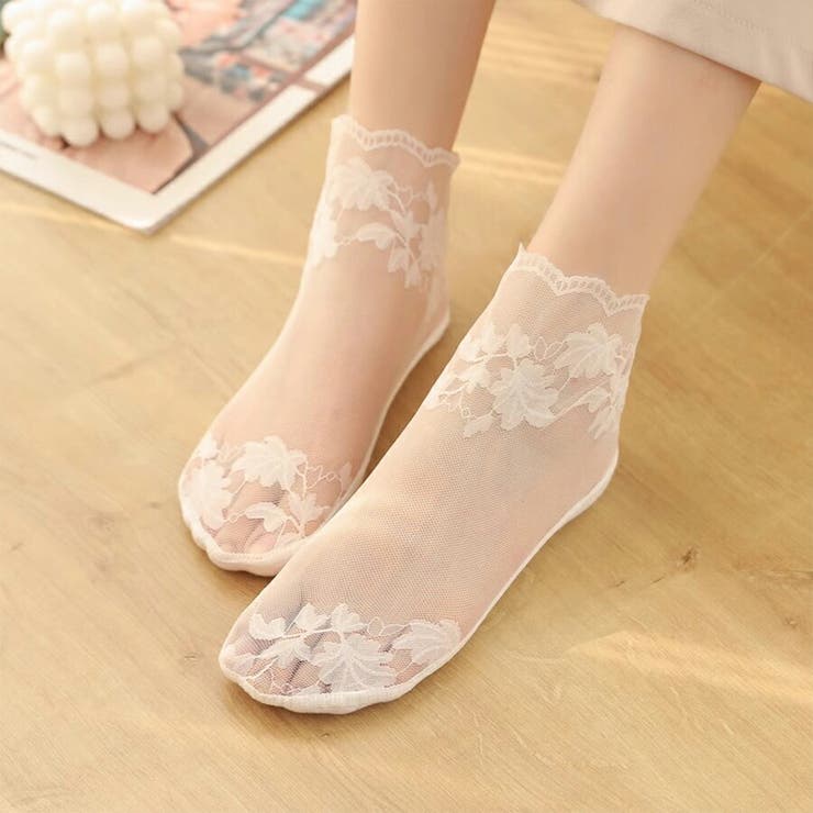 シースルーレースソックス エレガント ヌーディ | SLENDER | 詳細画像2 