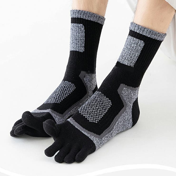 ブラック | 5本指ソックス クルー丈 男女兼用 | SLENDER