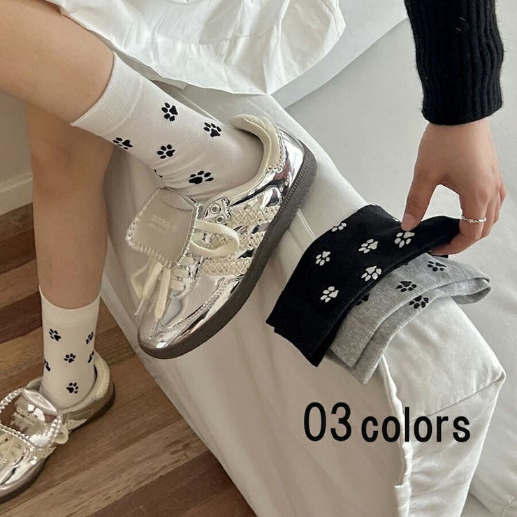 肉球柄ソックス ガーリー フェミニン | SLENDER | 詳細画像1 