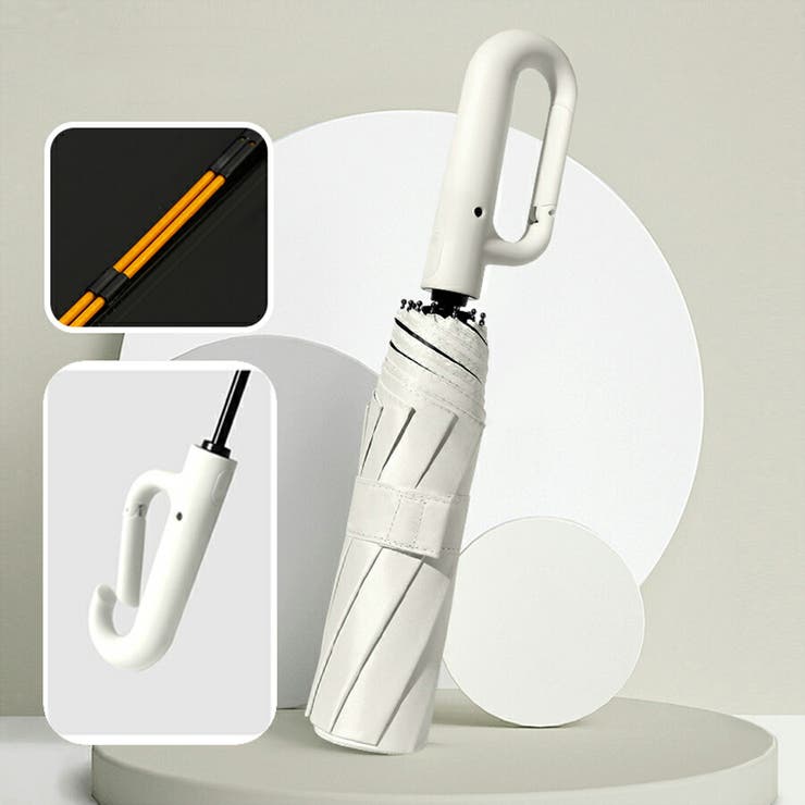 グレー | カラビナ付き10本骨 大判 晴雨兼用 | SLENDER