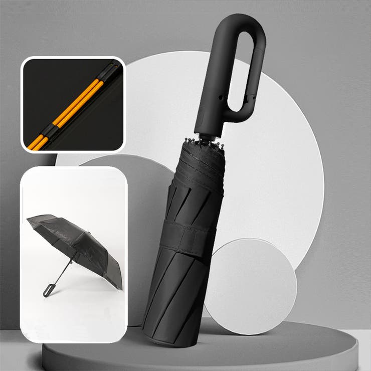 ブラック | カラビナ付き10本骨 大判 晴雨兼用 | SLENDER