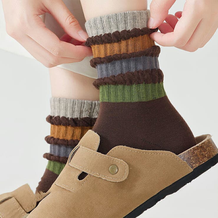 リブ編みカラーソックス ガーリー フェミニン | SLENDER | 詳細画像2 