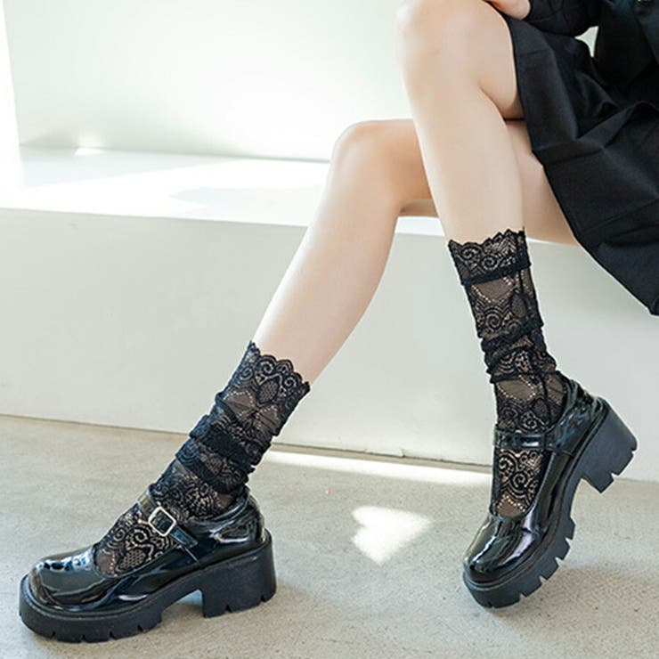 総レースクルー丈ソックス フェミニン かわいい | SLENDER | 詳細画像2 