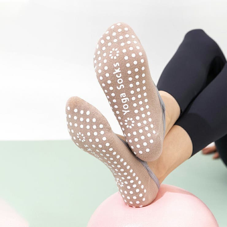 くすみカラー 滑り止め付き クロスストラップヨガソックス | SLENDER | 詳細画像3 