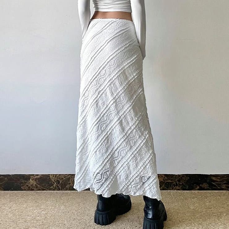 レーススカート ロング丈 ウエストゴム | SLENDER | 詳細画像2 