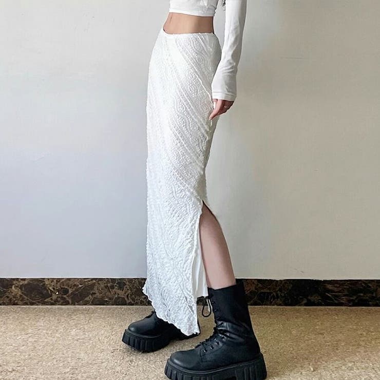 レーススカート ロング丈 ウエストゴム | SLENDER | 詳細画像4 