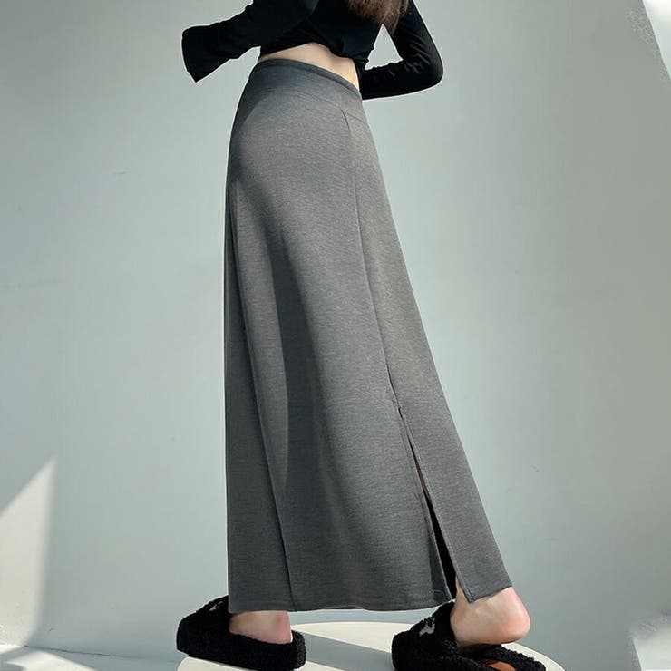 バックスリットナロースカート ロング丈 ウエストゴム | SLENDER | 詳細画像2 