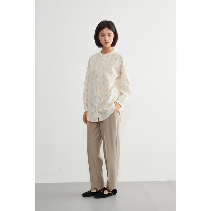 綿100長袖シャツブラウスボタニカル柄 ナチュラル大人カジュアル | On One's Own | 詳細画像13 