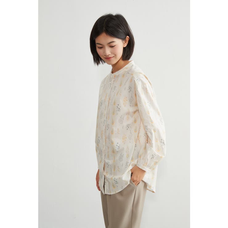 綿100長袖シャツブラウスボタニカル柄 ナチュラル大人カジュアル | On One's Own | 詳細画像11 