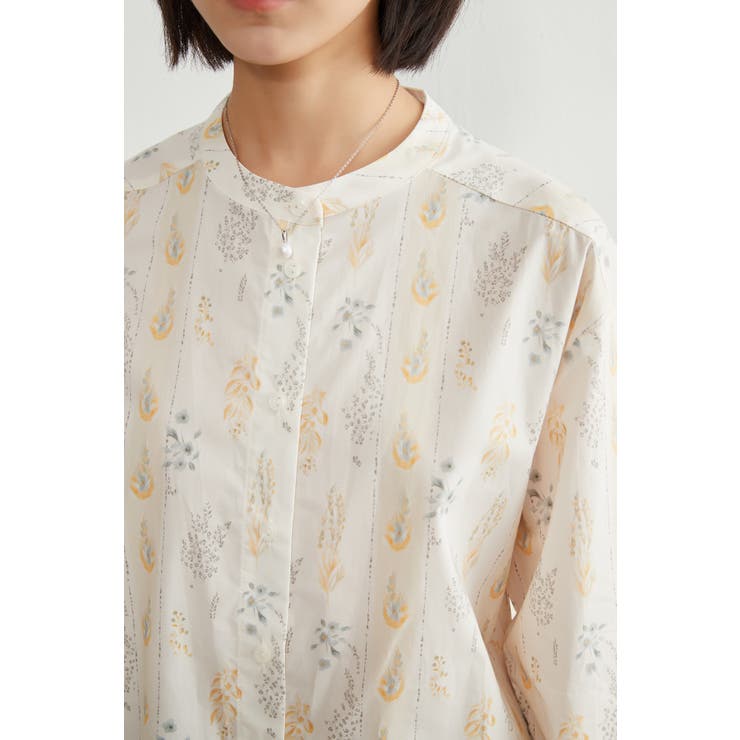 綿100長袖シャツブラウスボタニカル柄 ナチュラル大人カジュアル | On One's Own | 詳細画像7 