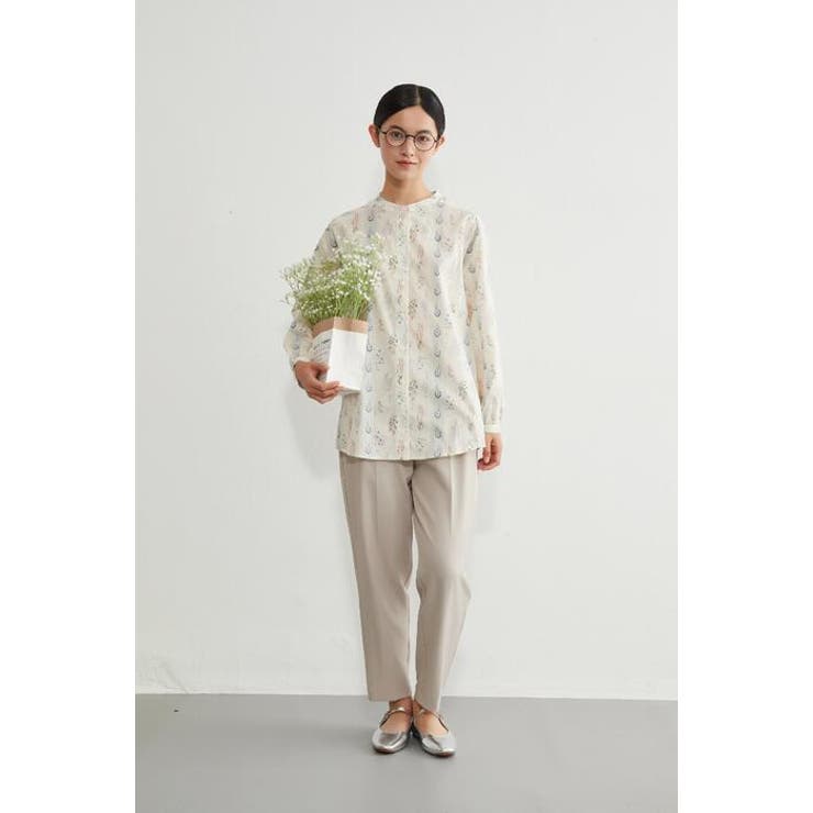 綿100長袖シャツブラウスボタニカル柄 ナチュラル大人カジュアル | On One's Own | 詳細画像4 