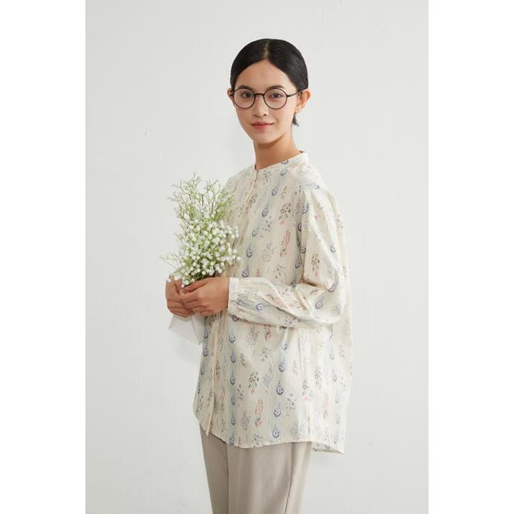 綿100長袖シャツブラウスボタニカル柄 ナチュラル大人カジュアル | On One's Own | 詳細画像2 