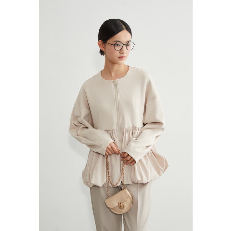 異素材切替バルーンヘムダブルジップブルゾンアウター異素材切り替え | On One's Own | 詳細画像16 