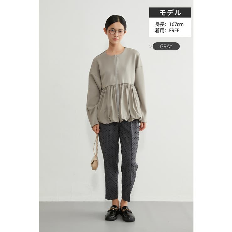 異素材切替バルーンヘムダブルジップブルゾンアウター異素材切り替え | On One's Own | 詳細画像3 