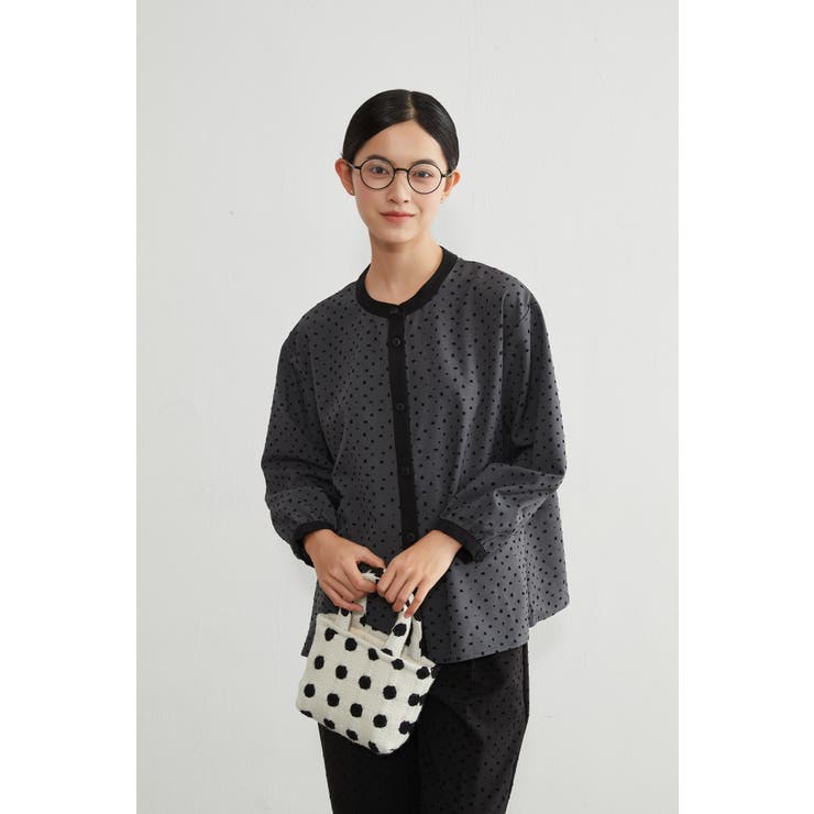 長袖ブラウスシャツフロッキープリント異素材切替トップス | On One's Own | 詳細画像15 