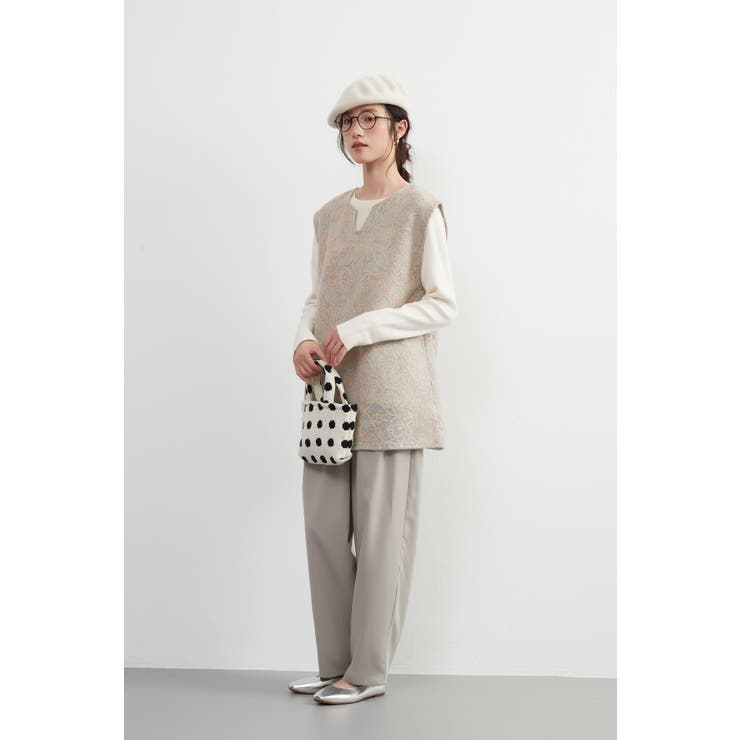 刺繍ベストチェーンステッチ チュニックニットベスト秋冬キーネックベスト | On One's Own | 詳細画像13 