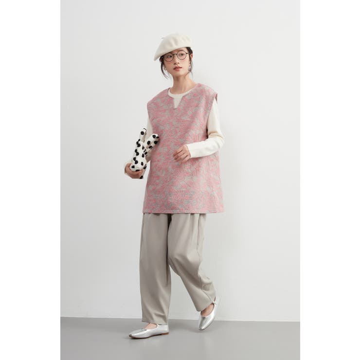 刺繍ベストチェーンステッチ チュニックニットベスト秋冬キーネックベスト | On One's Own | 詳細画像11 