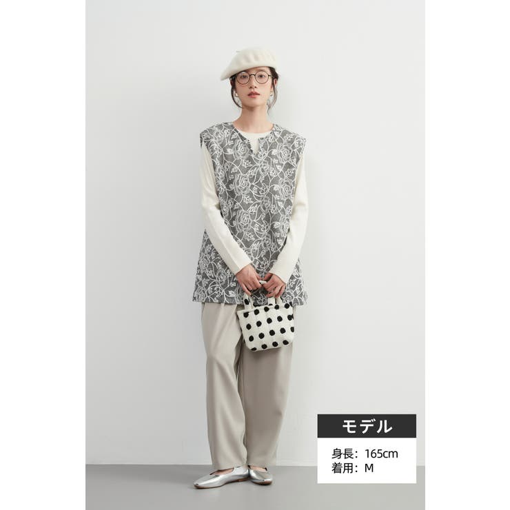 刺繍ベストチェーンステッチ チュニックニットベスト秋冬キーネックベスト | On One's Own | 詳細画像5 