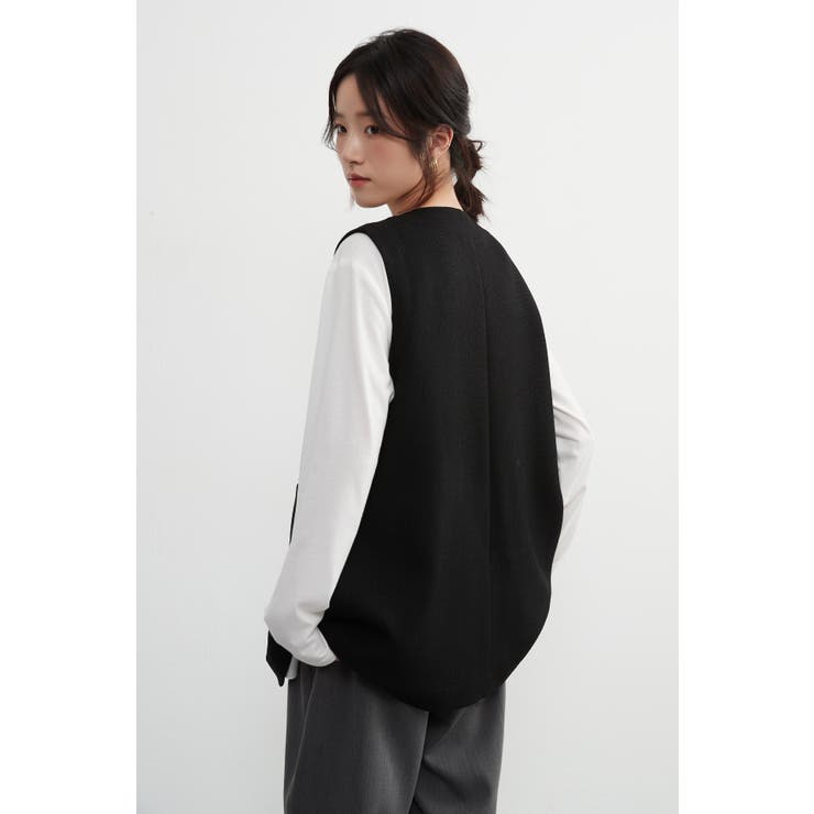 ノーカラーベストジレベストジャケットオフィスカジュアル | On One's Own | 詳細画像14 