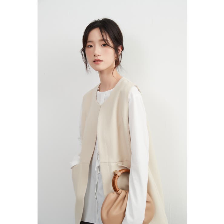 ノーカラーベストジレベストジャケットオフィスカジュアル | On One's Own | 詳細画像10 