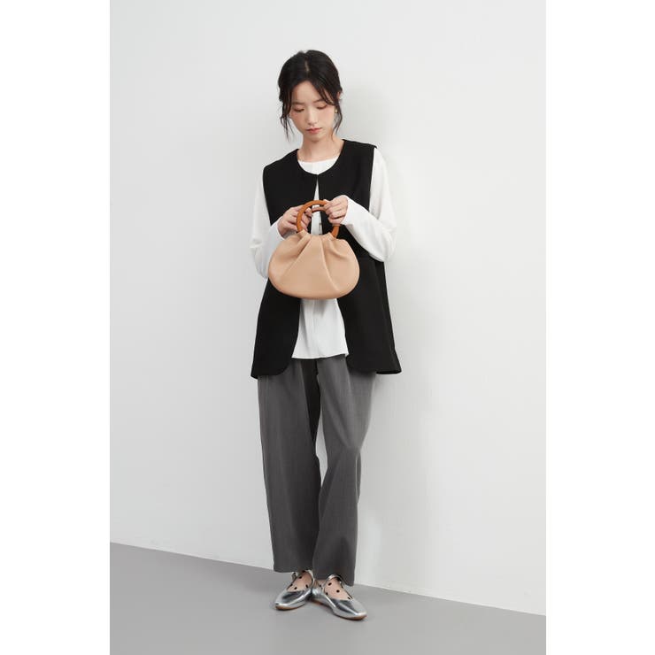 ノーカラーベストジレベストジャケットオフィスカジュアル | On One's Own | 詳細画像7 