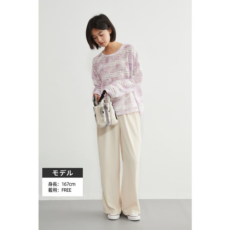 麻混ラッセル素材太ボーダー長袖プルオーバーシアートップス | On One's Own | 詳細画像11 